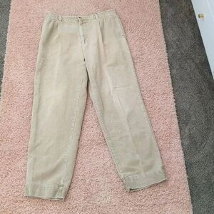 Vintage Corduroy Pants Tan 36 x 34 Trousers Pleated Cuffed Trader Bay 90s